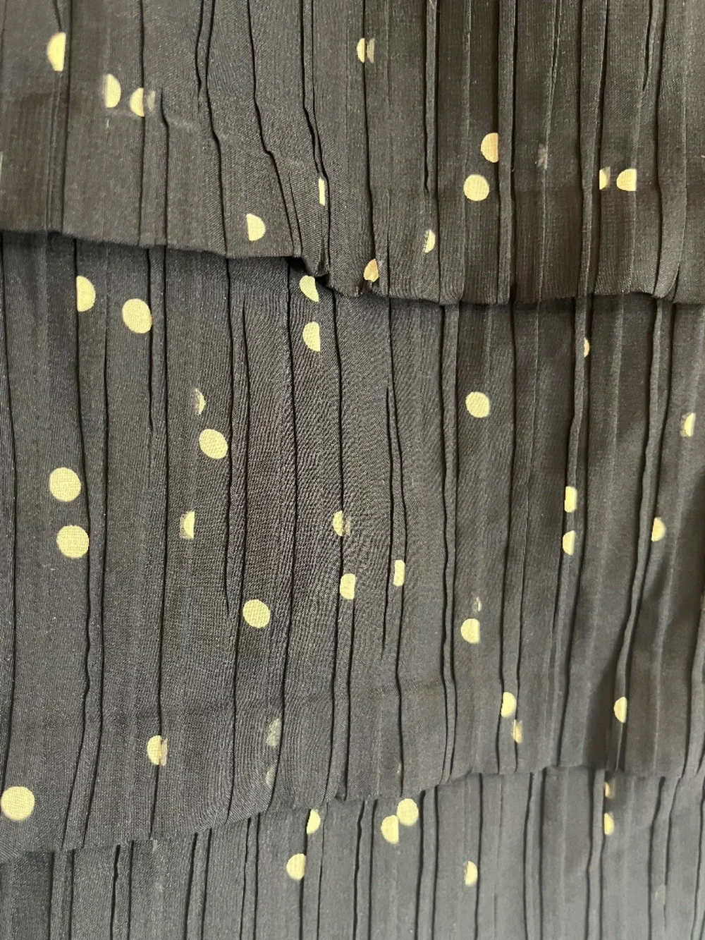 Kay Unger Pleated Tiered Polka Dot Black Skirt Size 8